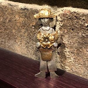 Vintage Sterling Garden Lady Brooch